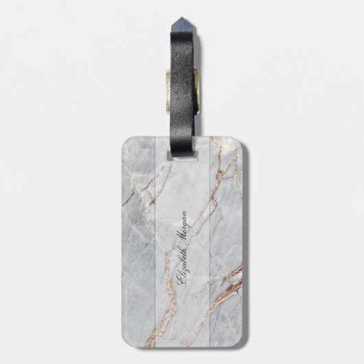 Trendy Stone Marble Texture, Monogram Bagagelabel (Achterkant verticaal)