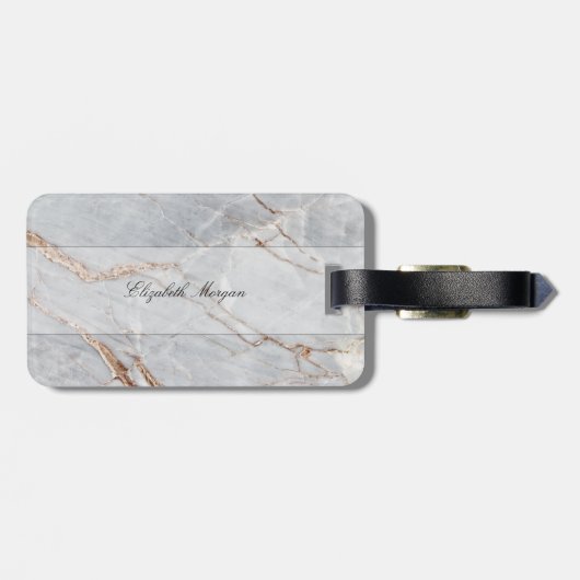 Trendy Stone Marble Texture, Monogram Bagagelabel (Achterkant horizontaal)