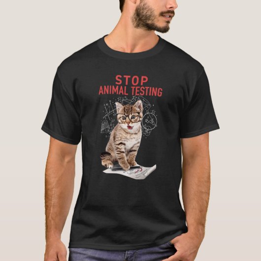 Trendy Stop Animal Testing Wiskunde Kitten Graphic T-shirt (Voorkant)
