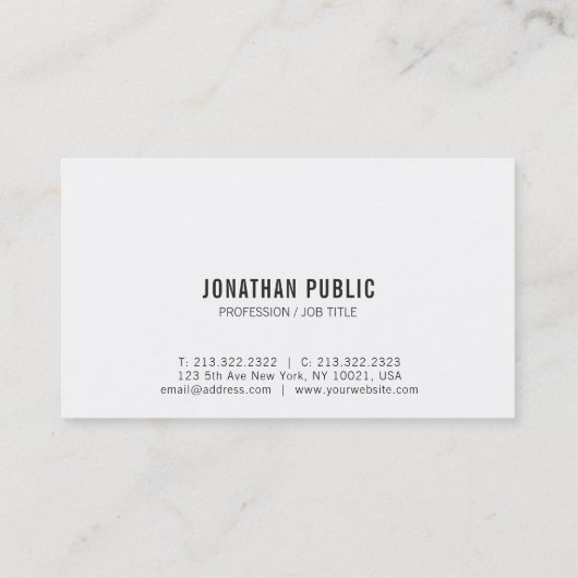 Trendy Strak Modern Plain Professional Zwart Wit Visitekaartje (Achterkant)