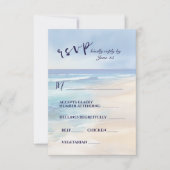 Trendy Strand Waterverf Oceaan Bruiloft Maaltijd k RSVP Kaartje (Voorkant)