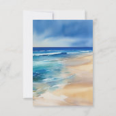 Trendy Strand Waterverf Oceaan Bruiloft Maaltijd k RSVP Kaartje (Achterkant)