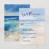 Trendy Strand Waterverf Oceaan Bruiloft Maaltijd k RSVP Kaartje (Voorkant / Achterkant)