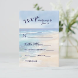 Trendy Strand Waterverf Oceaan Bruiloft Maaltijd k RSVP Kaartje