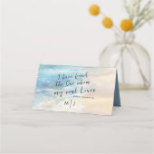 Trendy Strand Waterverf Oceaan Christelijke bruilo Plaatskaartje (Achterkant)