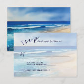 Trendy Strand Waterverf Ocean Wedding RSVP Kaartje (Voorkant / Achterkant)