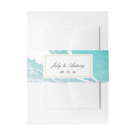 Trendy stranddecoratie bruiloft uitnodigingen wikkel