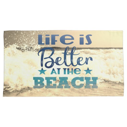 Trendy strandthema kussensloop (Voorkant-Rechts)