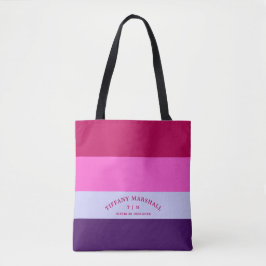 Trendy streepjespatroon gepersonaliseerd monogram tote bag