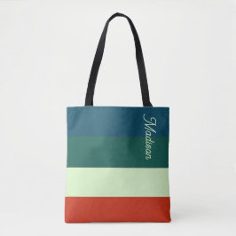 Trendy streepjespatroon gepersonaliseerd tote bag