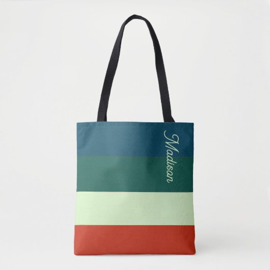 Trendy streepjespatroon gepersonaliseerd tote bag (Voorkant)