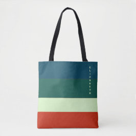 Trendy streepjespatroon gepersonaliseerd tote bag