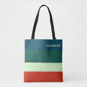 Trendy streepjespatroon gepersonaliseerd tote bag (Voorkant)