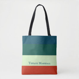 Trendy streepjespatroon gepersonaliseerd tote bag