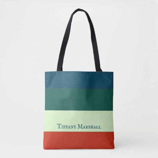 Trendy streepjespatroon gepersonaliseerd tote bag (Voorkant)
