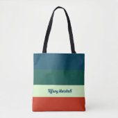 Trendy streepjespatroon gepersonaliseerd tote bag (Voorkant)
