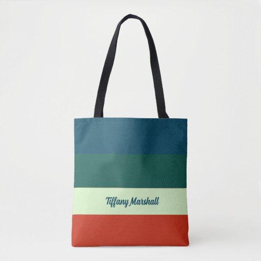 Trendy streepjespatroon gepersonaliseerd tote bag (Voorkant)