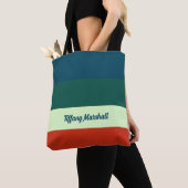 Trendy streepjespatroon gepersonaliseerd tote bag (Dichtbij)
