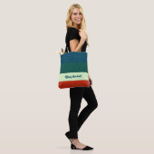 Trendy streepjespatroon gepersonaliseerd tote bag (Op model)
