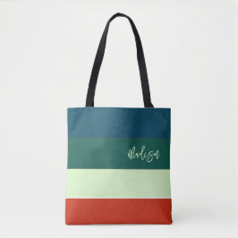 Trendy streepjespatroon gepersonaliseerd tote bag