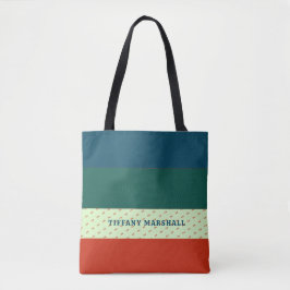 Trendy streepjespatroon gepersonaliseerd tote bag