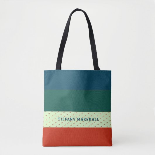 Trendy streepjespatroon gepersonaliseerd tote bag (Voorkant)