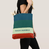 Trendy streepjespatroon gepersonaliseerd tote bag (Dichtbij)