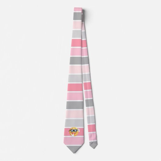 Trendy Strepen  ,Emoji Gezicht Stropdas (Voorkant)