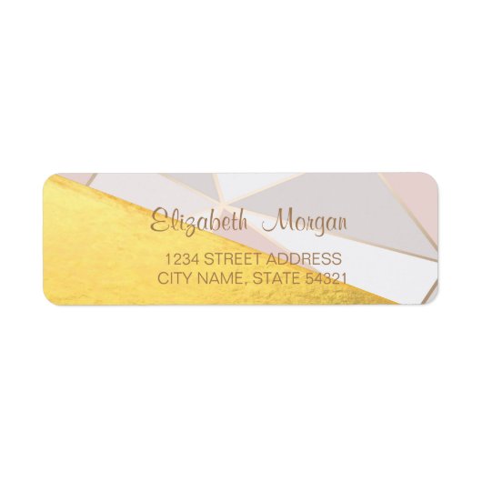 Trendy Strepen, Goud Adreslabel Etiket (Voorkant)