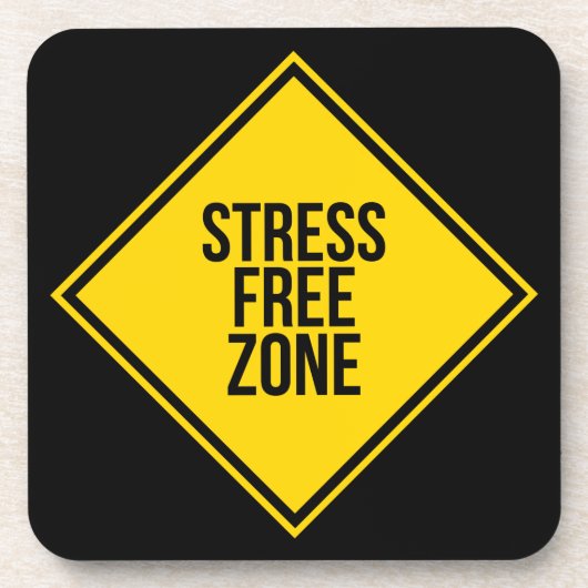 Trendy Stress Free Zone Quote Yellow Black Bier Onderzetter (Voorkant)