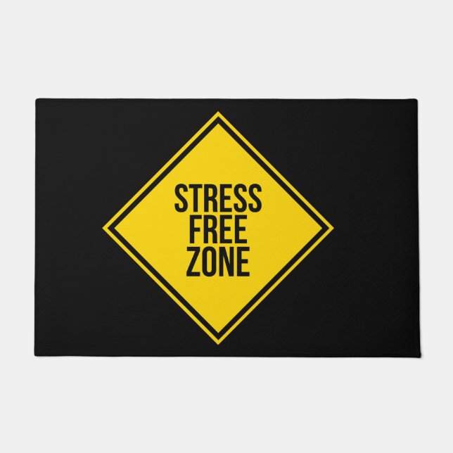 Trendy Stress Free Zone Quote Yellow Black Deurmat (Voorkant)