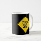 Trendy Stress Free Zone Quote Yellow Black Koffiemok (Voorkant rechts)