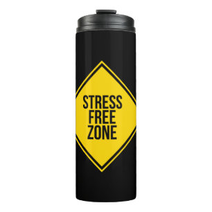 Trendy Stress Free Zone Quote Yellow Black Thermosbeker