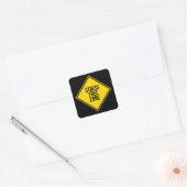 Trendy Stress Free Zone Quote Yellow Black Vierkante Sticker (Envelop)