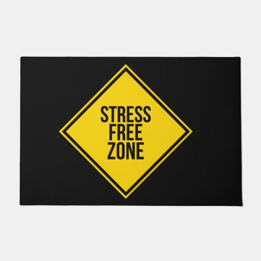 Trendy Stressvrije Zone Citaat Geel Zwart Deurmat (Voorkant)