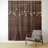 Trendy String Lights & Dark Wood Photo Booth Wandkleed (In situ)