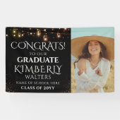 Trendy String Lights Photo Graduation Party Banner (Horizontaal)