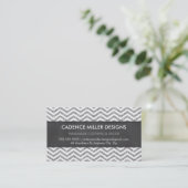 TRENDY STRIPE chevron zilveren glitter krijtbord Visitekaartje (Staand voorkant)