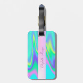 Trendy Stripe Pineapple Holographic Bagagelabel (Achterkant verticaal)