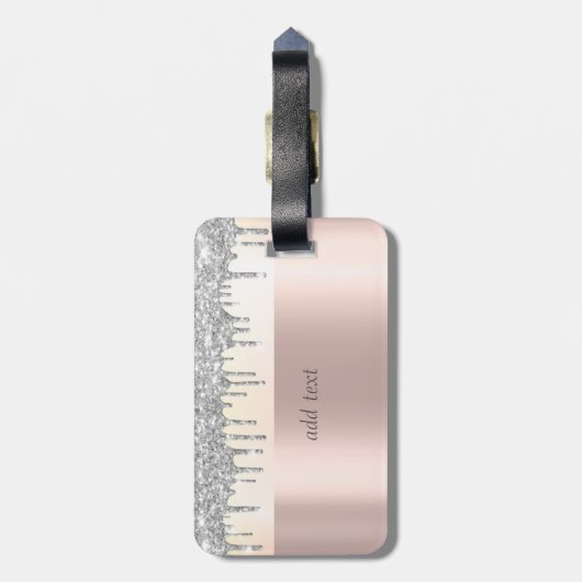 Trendy, Stripe Silver Glitter Drivers, Roos Gold Bagagelabel (Achterkant verticaal)