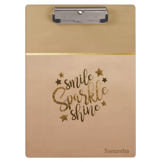 Trendy, Stripe, Smile Sparkle Shine -Persoonlijk Klembord (Voorkant)