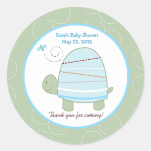 Trendy Stripe Turtle Custom Favor Sticker