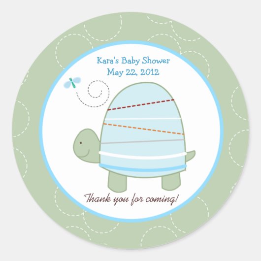 Trendy Stripe Turtle Custom Favor Sticker (Voorkant)