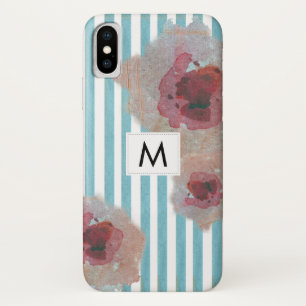 Trendy Striped Boho Chic Monogramed Floral Case-Mate iPhone Case