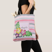 Trendy Striped, Hawaii Hibiscus - Personalized Tote Bag (Dichtbij)