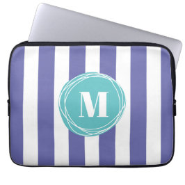 Trendy Striped Monogram Laptop Sleeve