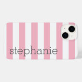 Trendy Striped Pattern met naam - Pastel Pink Case-Mate iPhone Case (Achterkant (horizontaal))