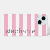 Trendy Striped Pattern met naam - Pastel Pink Case-Mate iPhone Case (Achterkant (horizontaal))
