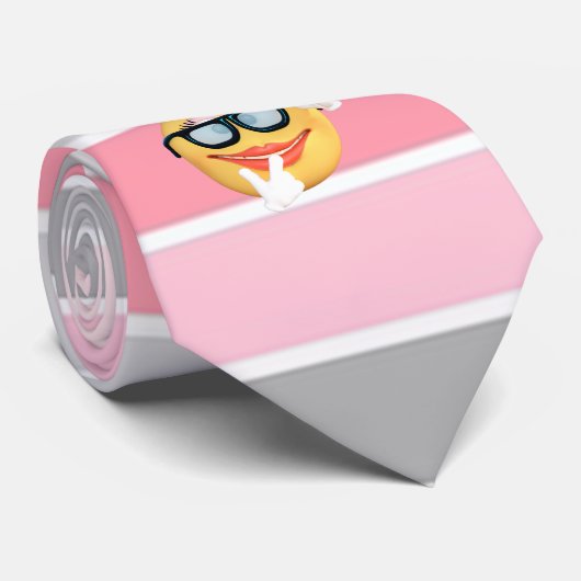 Trendy Stripes, Emoji Face Stropdas (Opgerold)