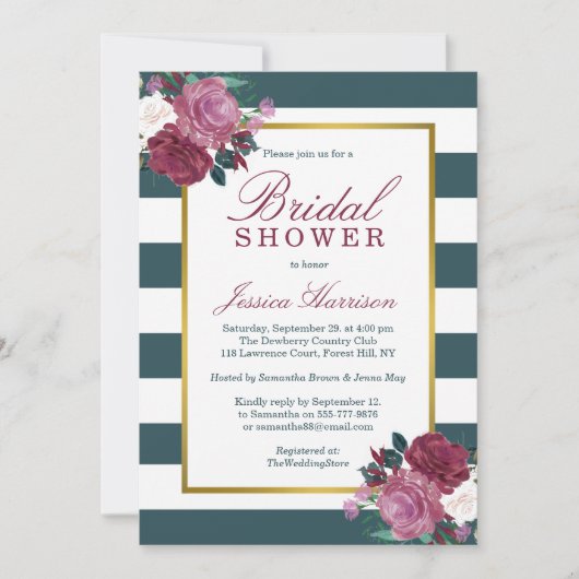 Trendy Stripes Floral Vrijgezellenfeest Kaart (Voorkant)